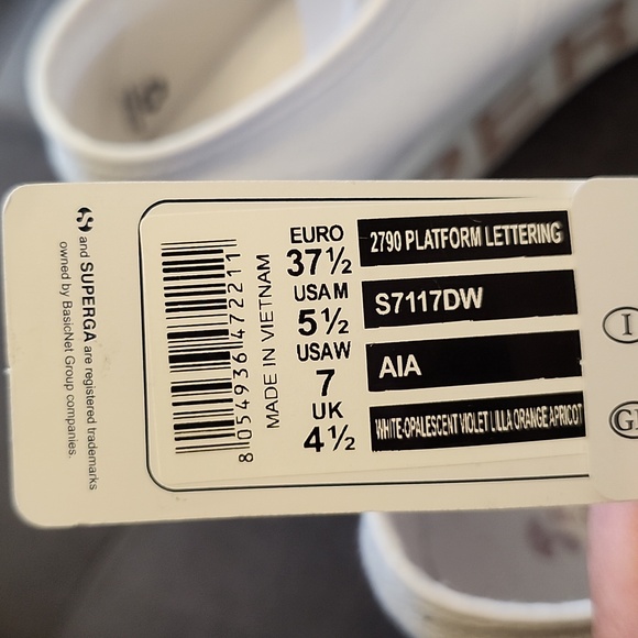 Superga 2790 PLATFORM LETTERING Women's canvas sneakers size 7 - WHITE -NWT - Picture 7 of 7